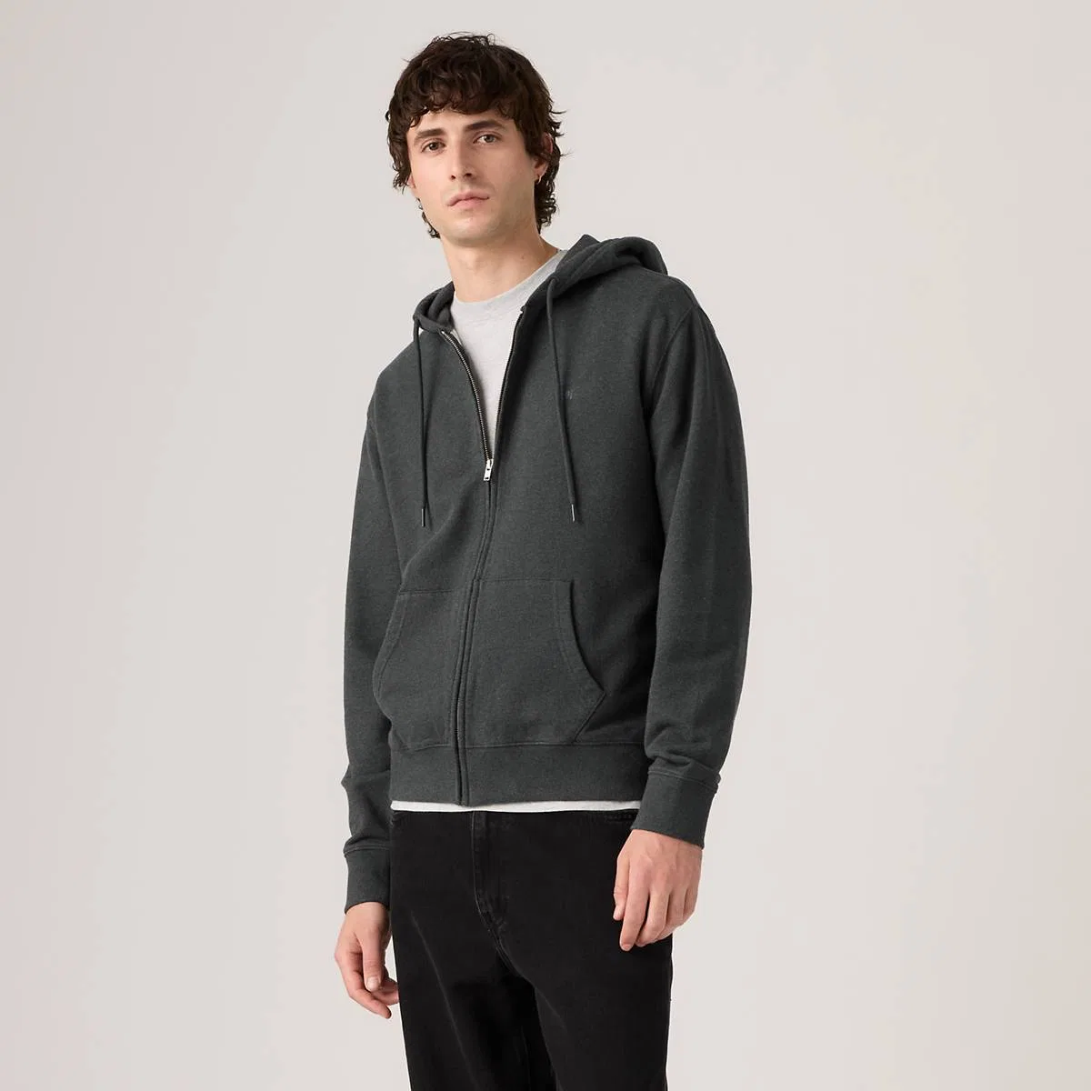 Оригинальная фирменная толстовка на молнии Levi's, Obsidian Heather - Grey — фото 3