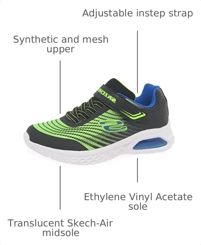 Детские кроссовки для мальчиков Microspec Max II Skechers, Black/Blue/Lime — фото 3