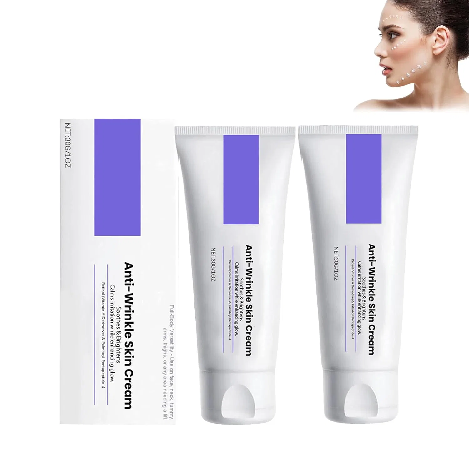 Антивозрастной крем для лица Anti-Wrinkle Skin Cream, 2 шт, 30 г Generic