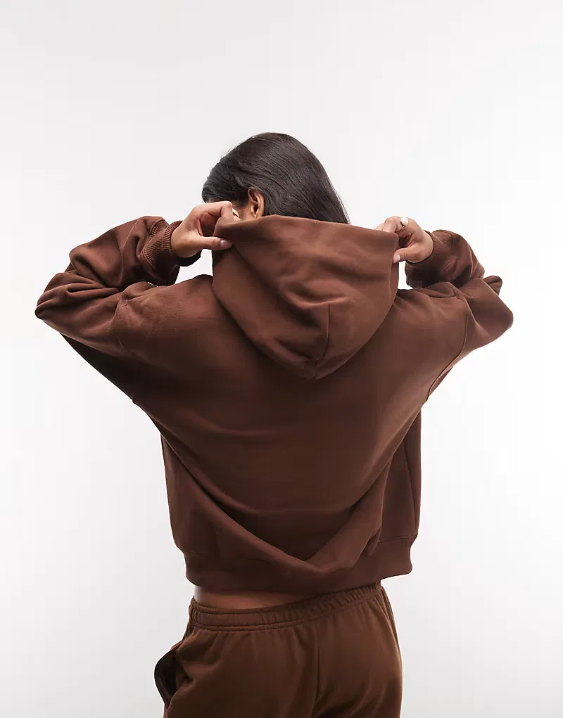 Худи Nike Studio Fleece средней плотности, свободного кроя, коричневый — фото 4