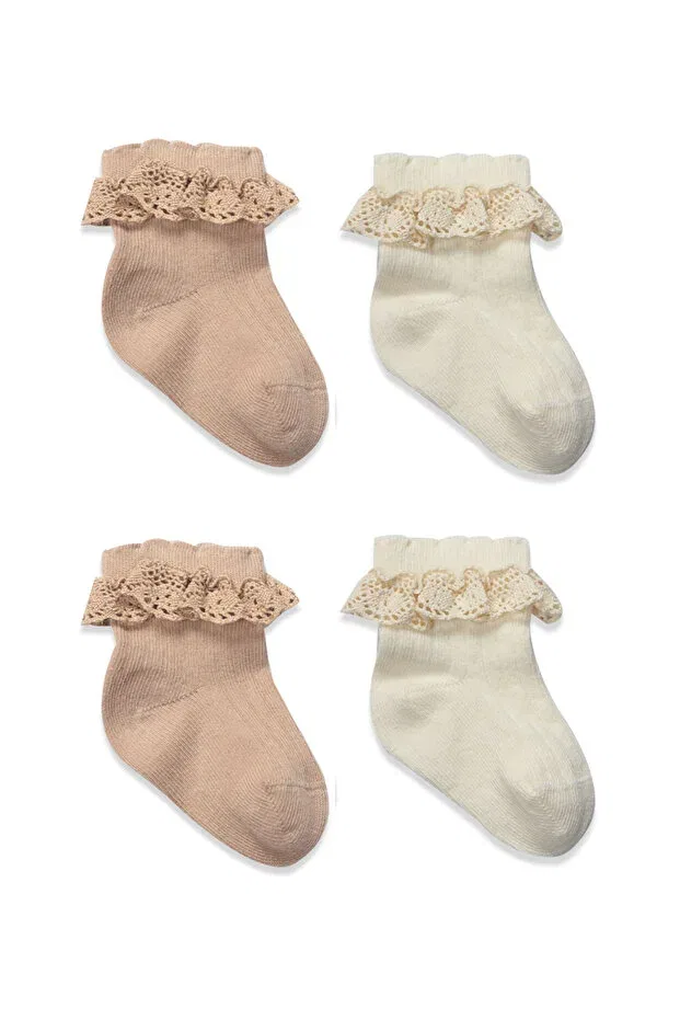 Детский комплект носков для девочек хлопковый Bistyle, Brown Cream — фото 2