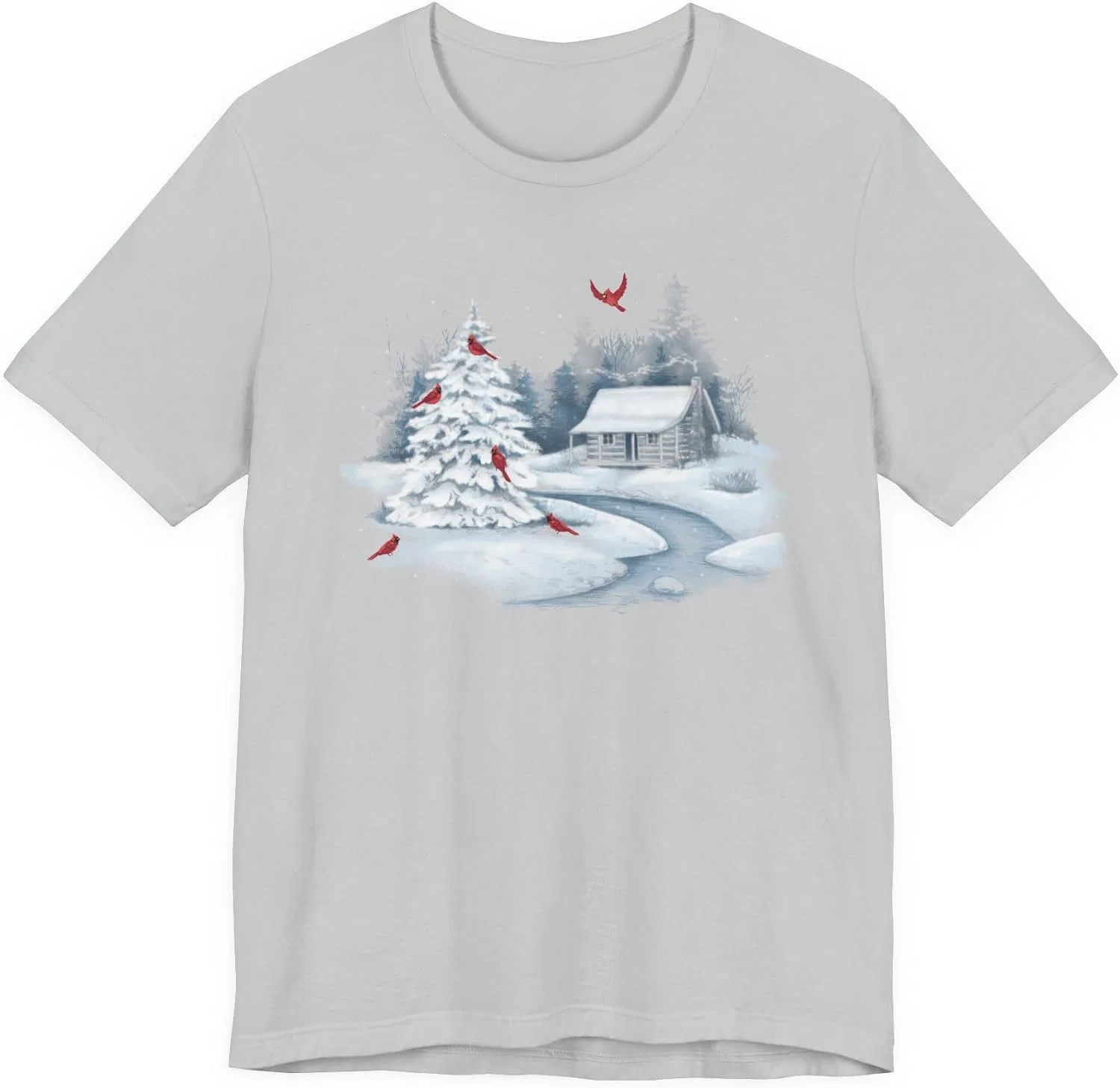 Футболка с принтом зимнего пейзажа Bella+Canvas, Solid Athletic Grey