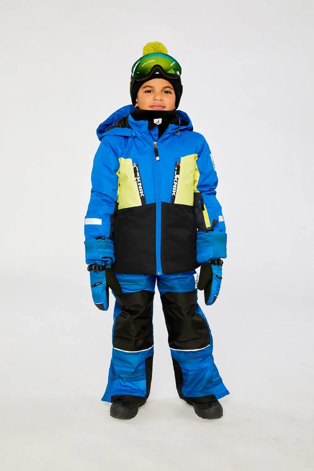 Детский комбинезон для мальчиков зимний утепленный Two Piece Teknik Snowsuit Deux par Deux, Royal Blue And Yellow — фото 2