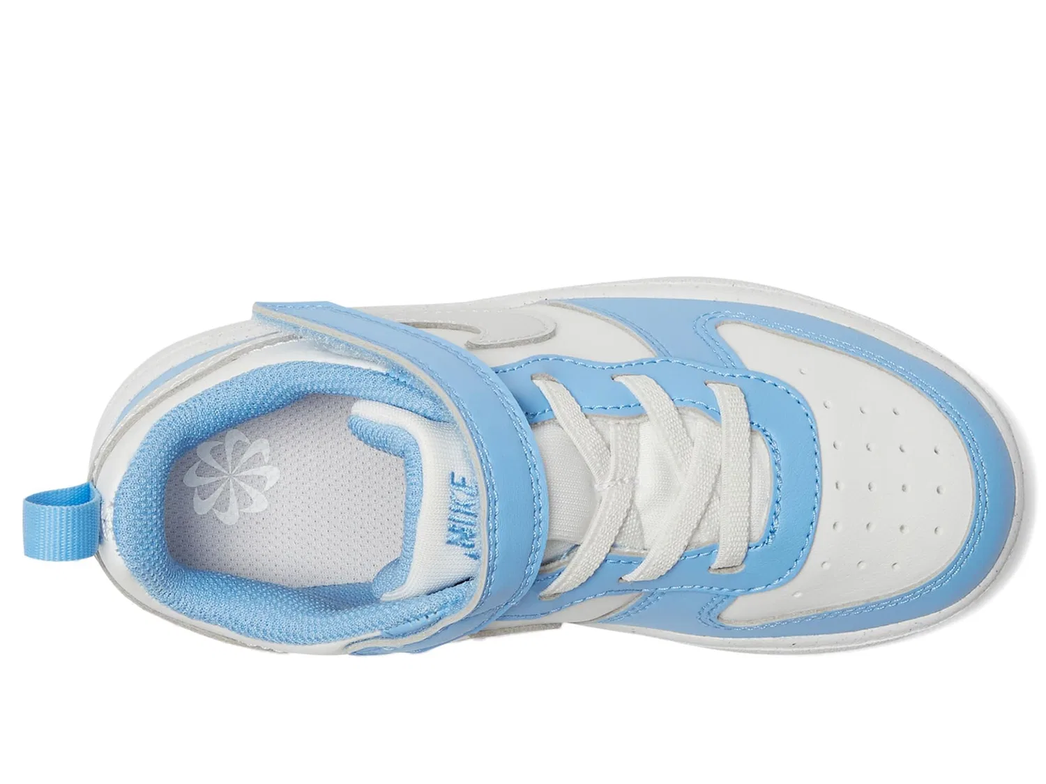 Детские кроссовки для мальчиков с кожаным верхом NIKE Court Borough Low Recraft, Summit White Cobalt Pulse White Vast Grey — фото 4