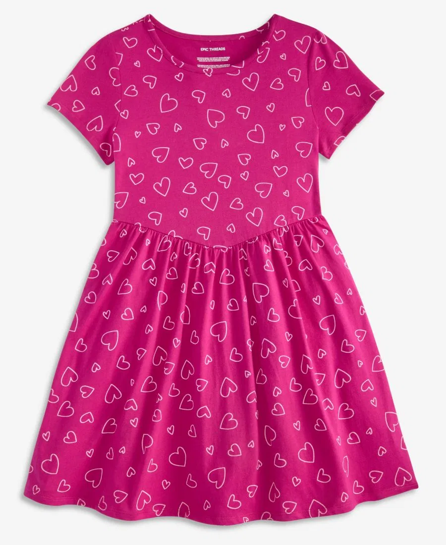 Платье из хлопка с принтом Heart Toss Epic Threads, Cranberry