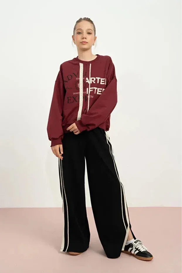 Детские свитшот для девочек с принтом 2-thread sweatshirt with extra for on the front Loco Loco, Бургунди