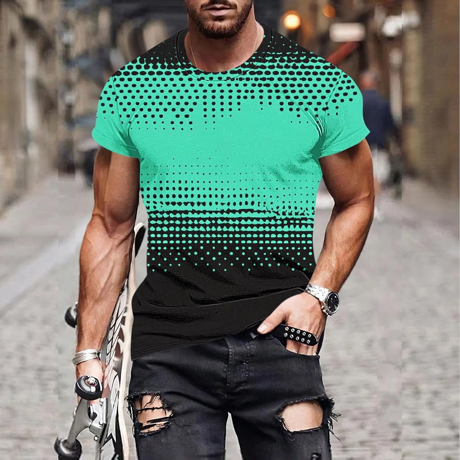 Мужская футболка с графическим принтом Athletic Basic, Green — фото 2