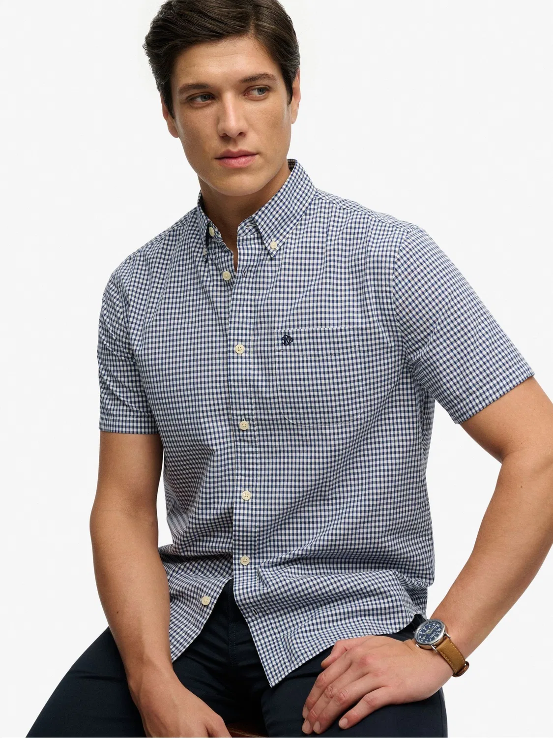 Рубашка с коротким рукавом Superdry Preppy Poplin, синяя