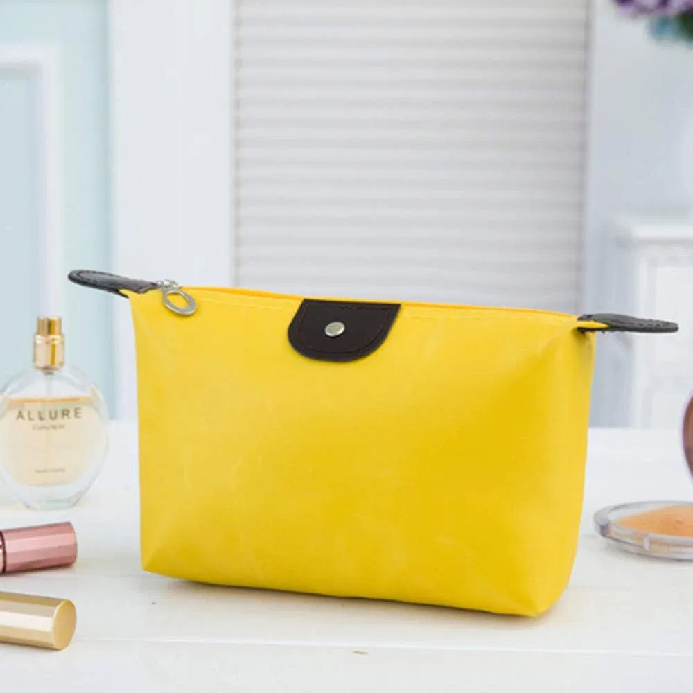 Косметичка-кнедлик нейлоновая водонепроницаемая на молнии, Yellow Generic — фото 4