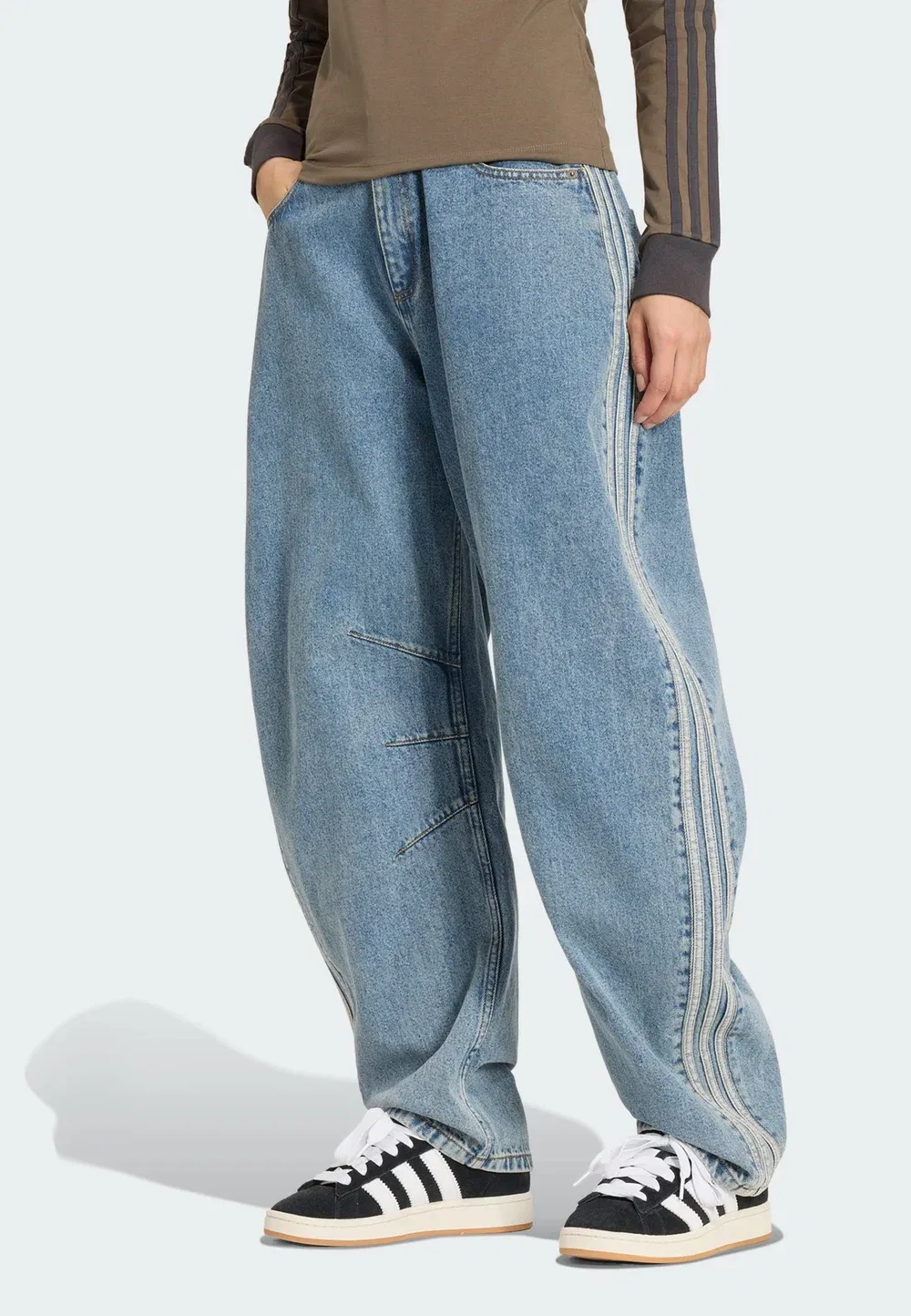 Джинсы свободного кроя Barrel pnt d Adidas Originals, Worn Blue Denim