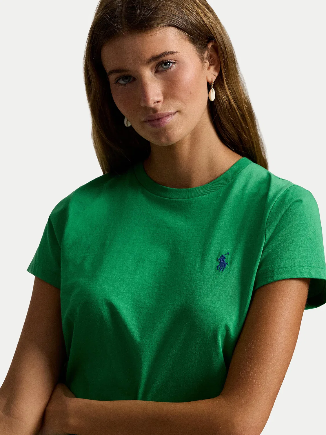 Женская футболка классического кроя Polo Ralph Lauren, зеленый — фото 4