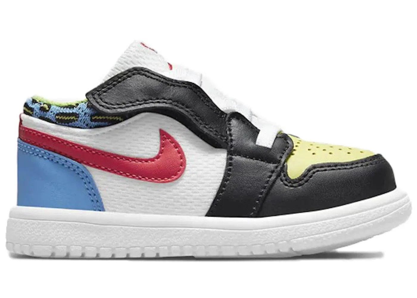 Детские кроссовки с принтом Jordan 1 Low ALT Funky Patterns Jordan, Black/Light Fusion Red-White