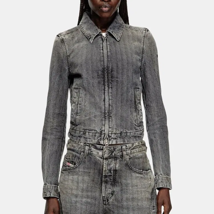 Женская джинсовая куртка с принтом елочка De Corb DIESEL, Light Gray — фото 3