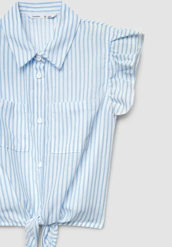 Блуза с полосками button-down blouse Terranova, Azzurro, синий — фото 3