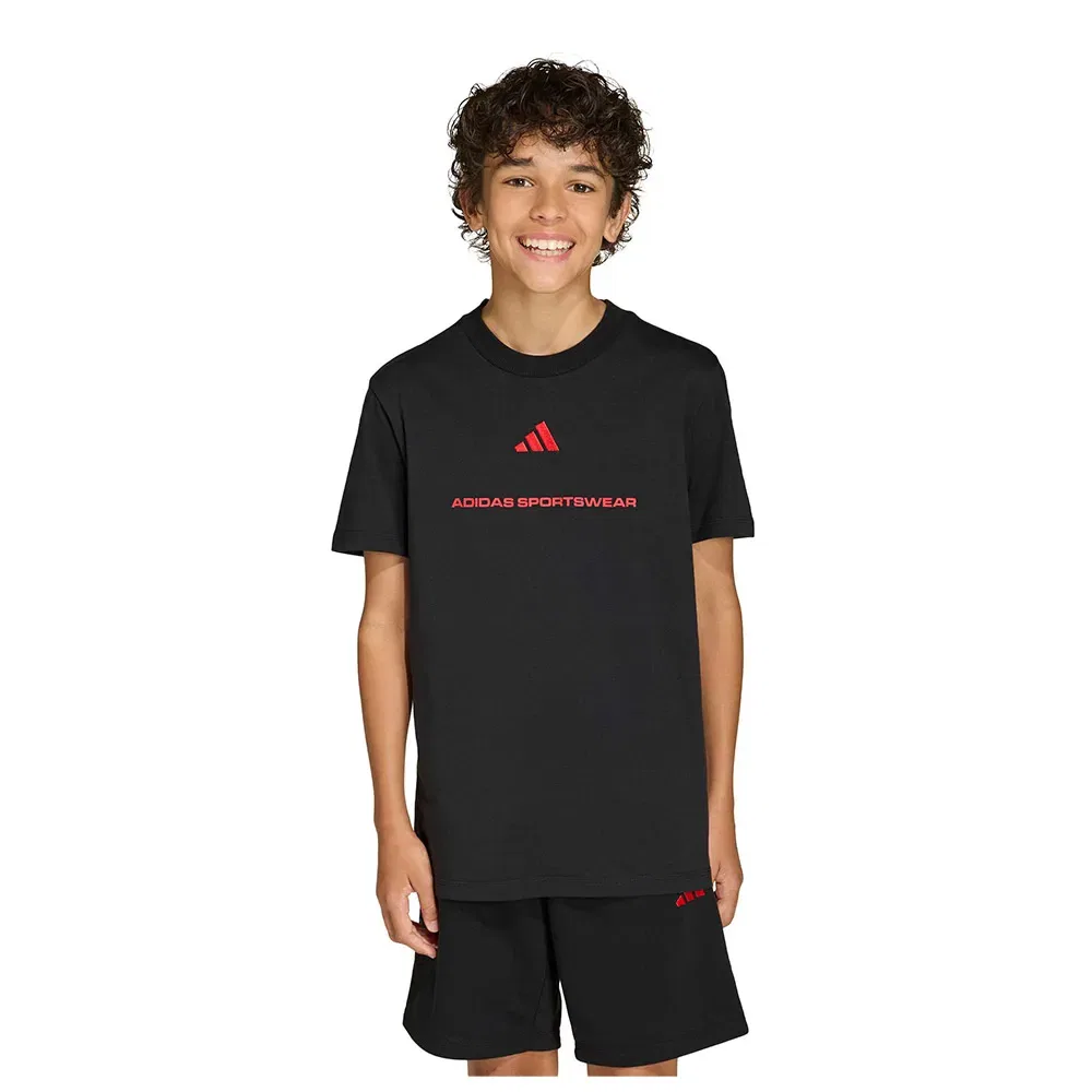 Футболка с коротким рукавом Adidas Slogan Single Jersey, черный