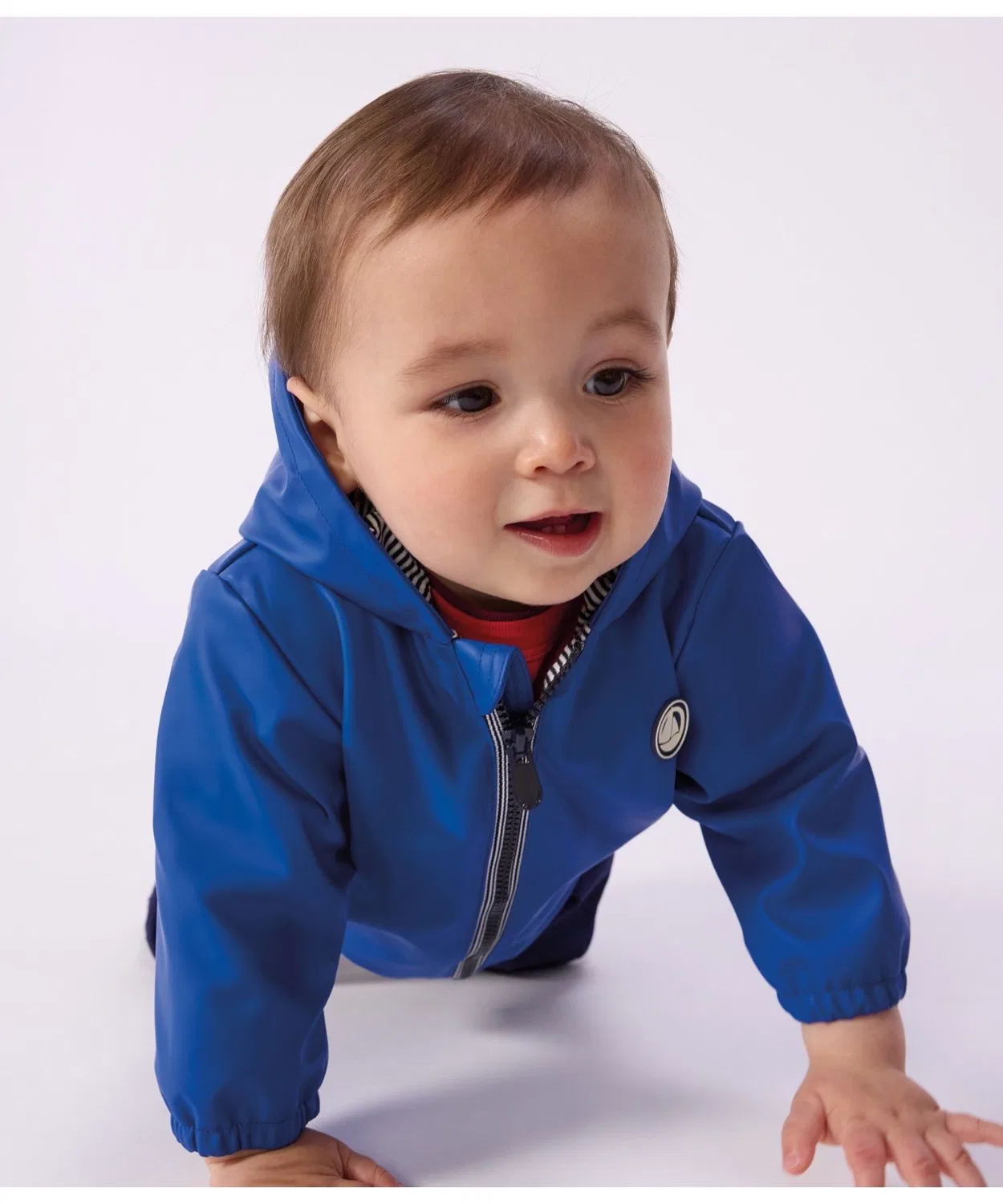 Детская куртка-парка с капюшоном, хлопковая, синяя PETIT BATEAU — фото 4