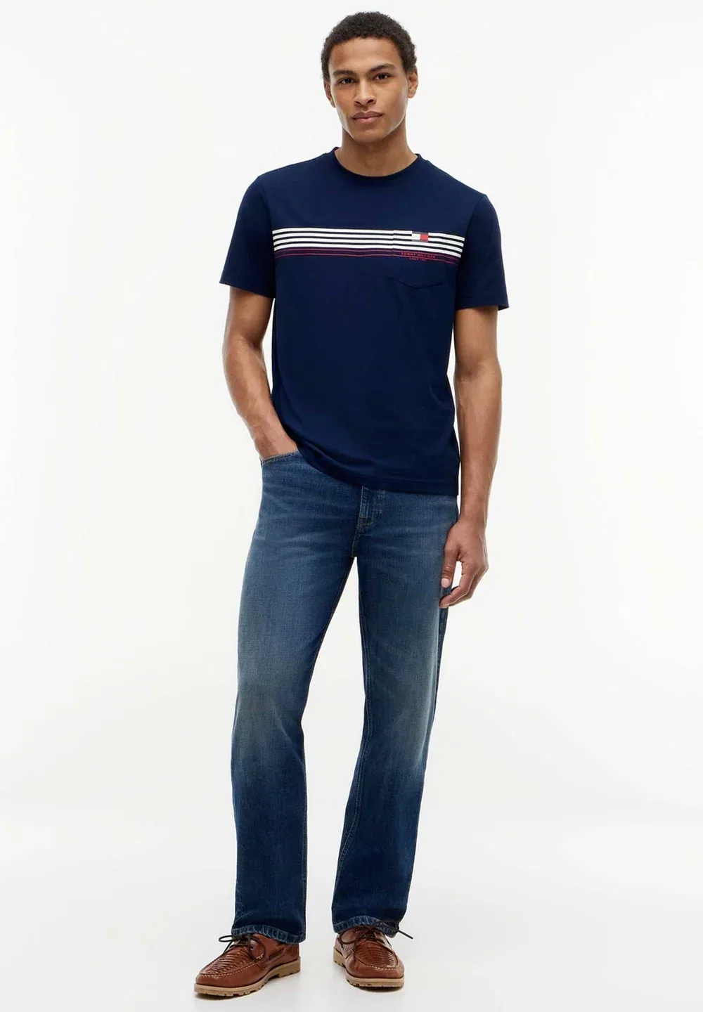 Футболка с перепечатанным рисунком в виде полосы от Rwb Tommy Hilfiger, Carbon Navy — фото 2