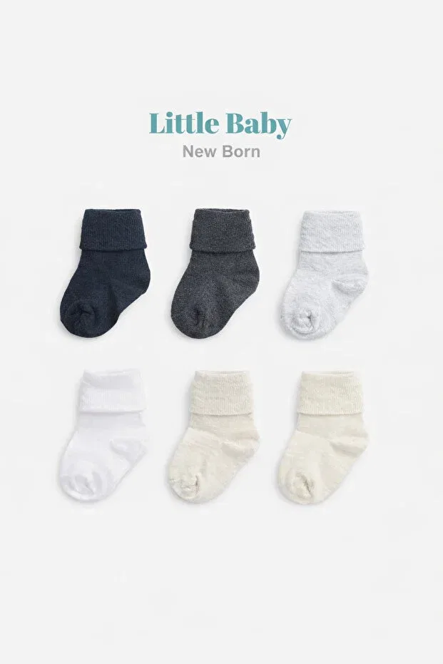 Детские носки для новорожденных хлопковые 6 пар Little Baby, Black — фото 2