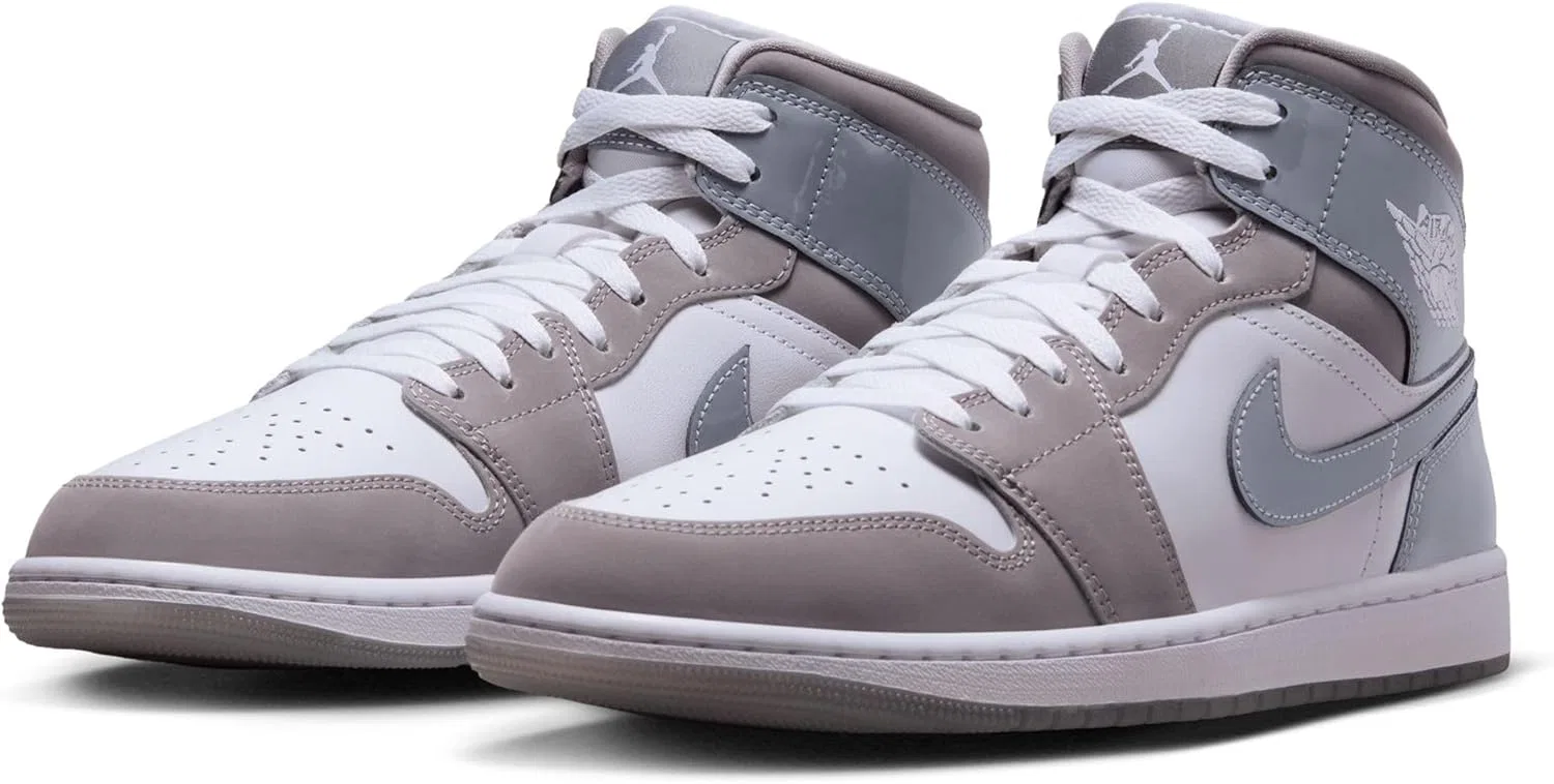Кроссовки Air Jordan 1 Mid SE, Nike, белый/Cool Grey-medium Grey — фото 3