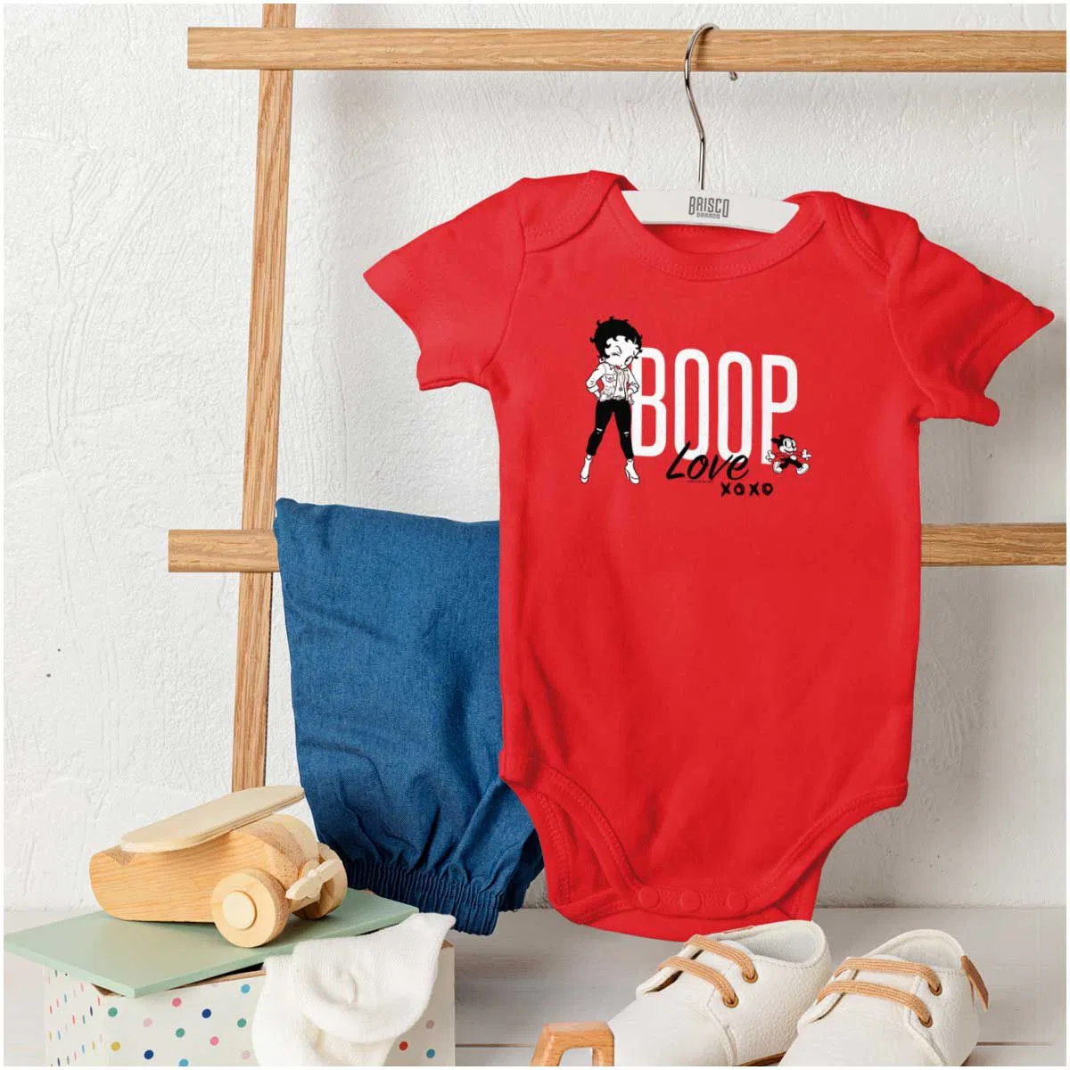 Детское боди для девочек с коротким рукавом Love Betty Boop Hugs and Kisses Brisco Brands, Red — фото 4