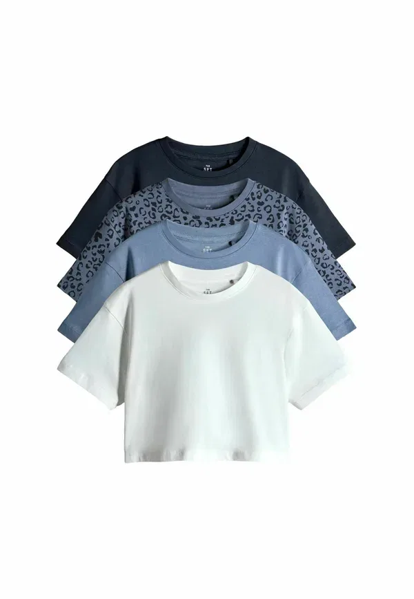 Футболка хлопковая Regular fit The Set, Navy Animal, Light Blue, Cream, темно-синий/светло-голубой/кремовый — фото 3
