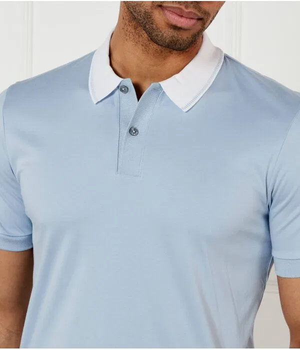 Мужское поло slim fit с коротким рукавом H-Phillipson BOSS, Azzurro — фото 4
