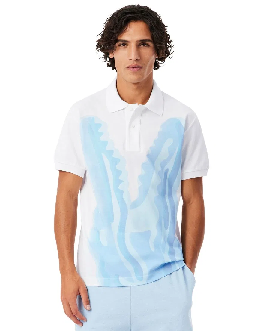 Мужское поло Classic Fit с принтом Lacoste, White