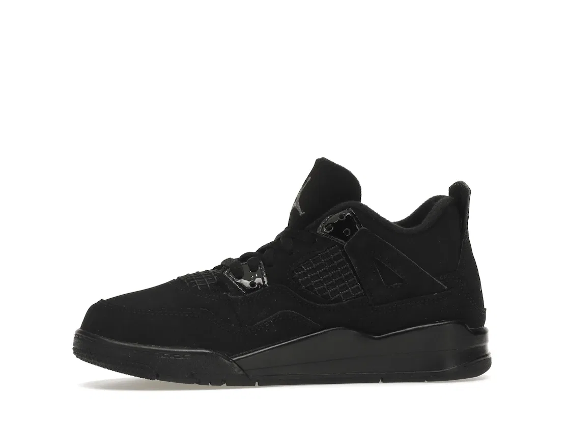Детские кроссовки с верхом из нубука Jordan 4 Retro, Black/Black-Light Graphite — фото 3