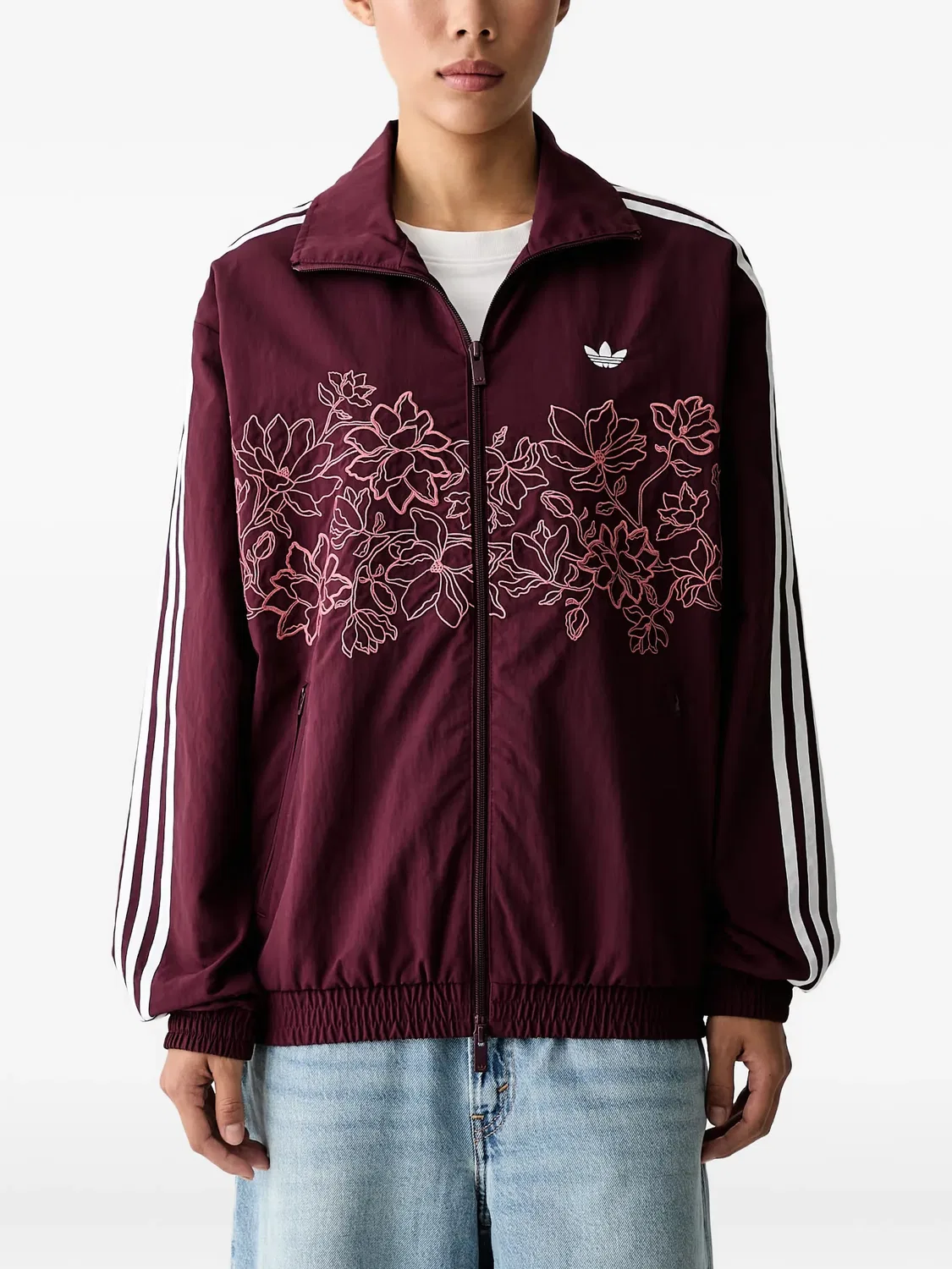 Олимпийка Firebird с цветочной вышивкой Adidas, коричневый