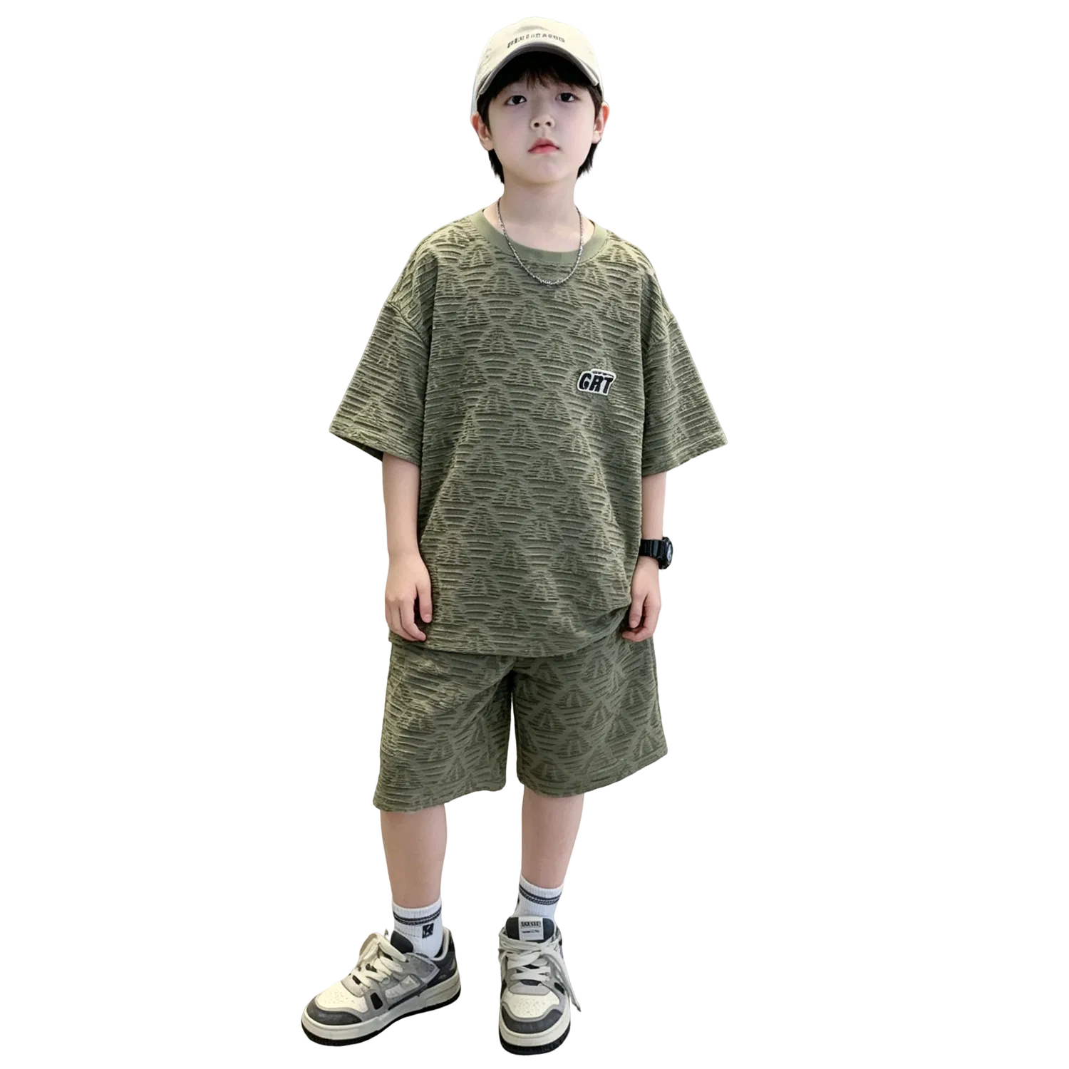 Детский комплект из футболки и шорт Lanza, Khaki Green