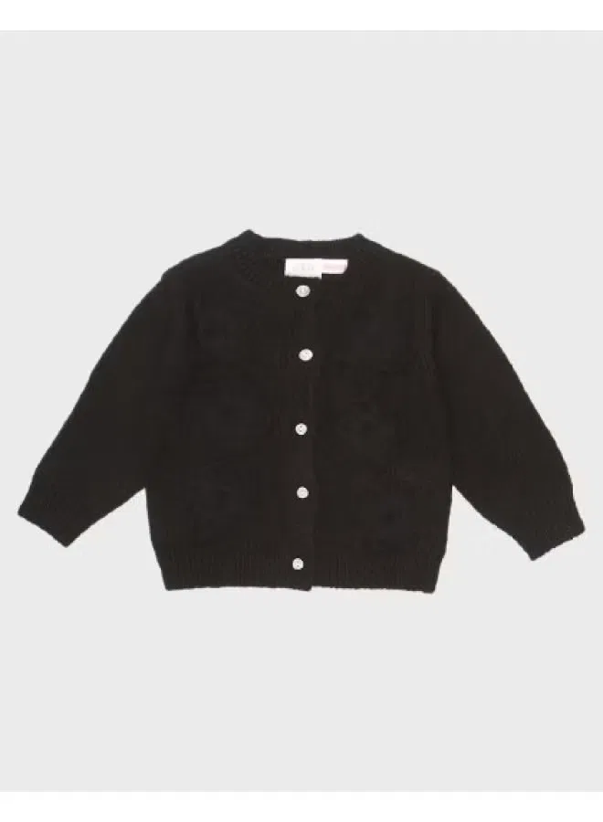 Свитер с цветочными пуговицами из шелка Zara, черный