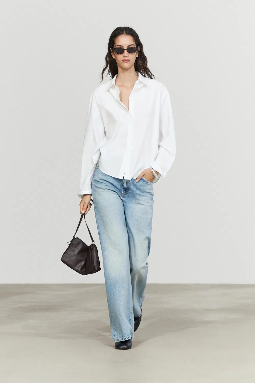Рубашка Massimo Dutti 100% Cotton Poplin With Back Detail, белый