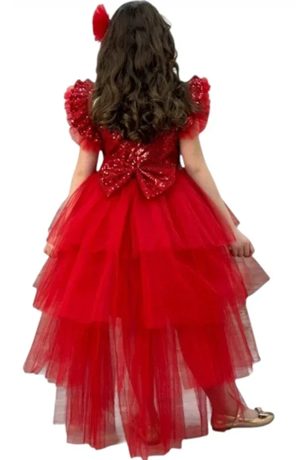 Детское вечернее платье с пайетками без рукавов Begonya Bebece Kids, Red — фото 2