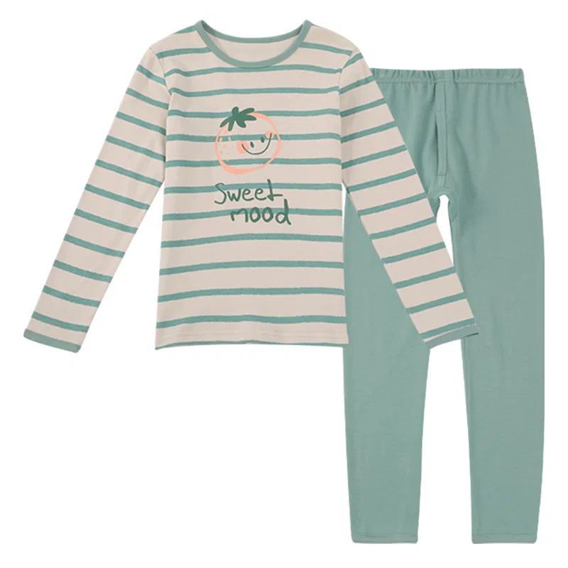 Детский комплект нижнего белья для девочек хлопковый Red Bean, Green Stripes