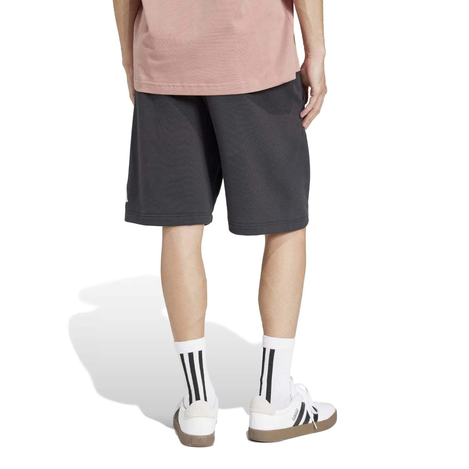 Мужские шорты с эластичным поясом MH Essential BOS Short FT Adidas, Schwarz Weiss — фото 3