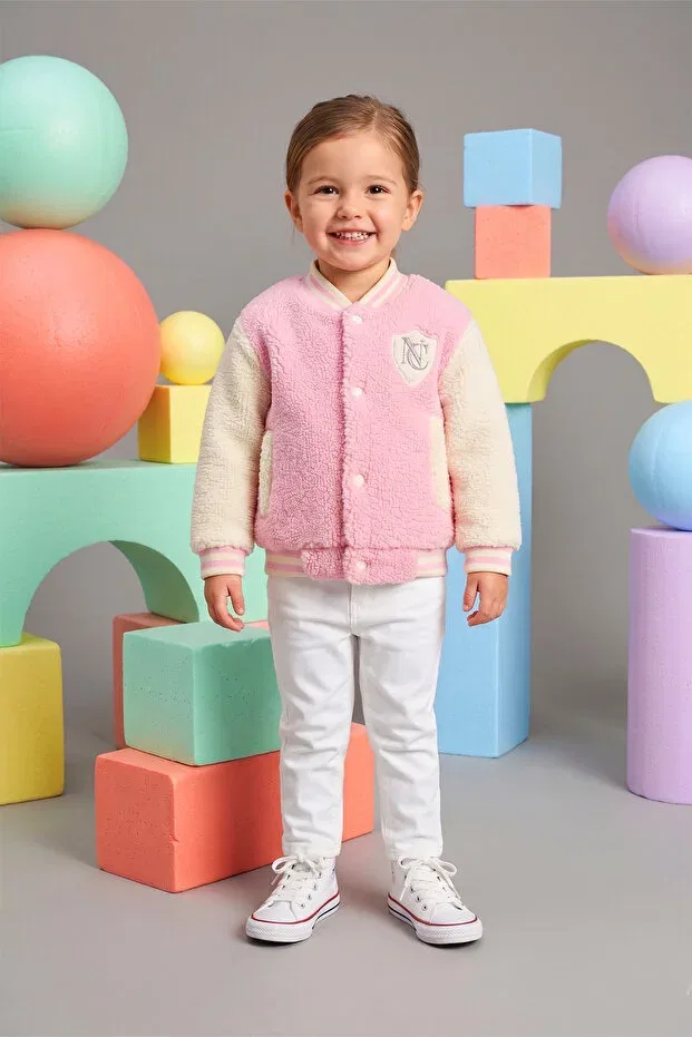 Детское пальто для девочек плюшевое Mahfel, Light Pink — фото 2