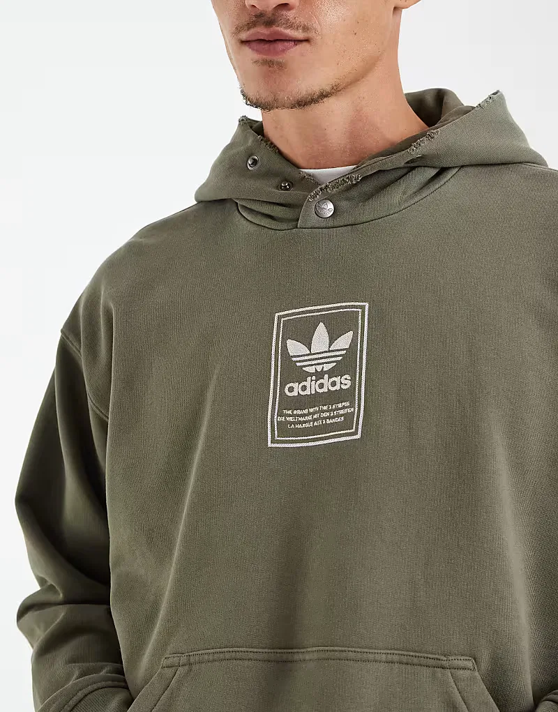 Худи Adidas Originals Elevated gfx в оливковом цвете — фото 3