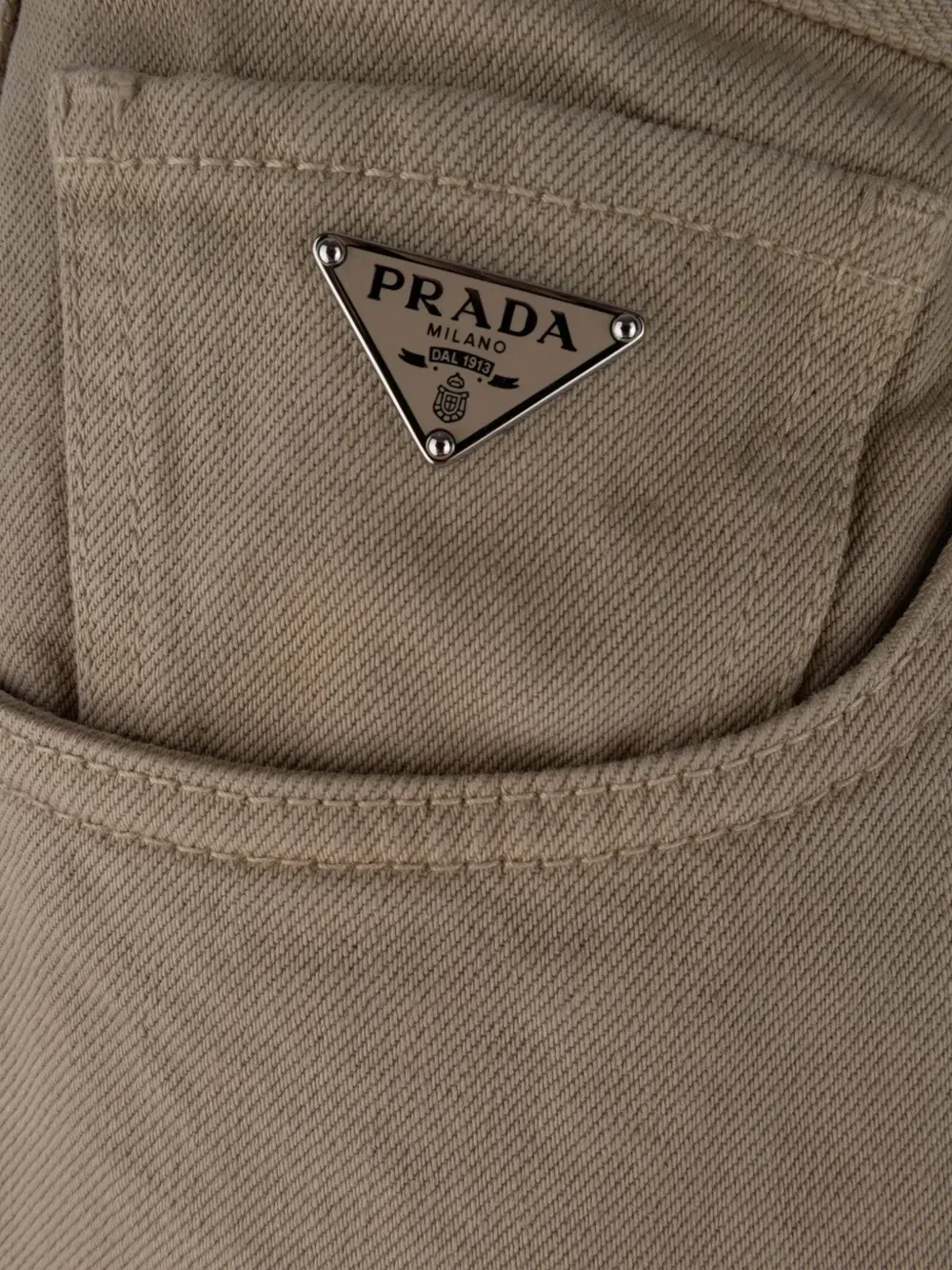 Джинсы с логотипом-бляшкой Prada, коричневый — фото 3