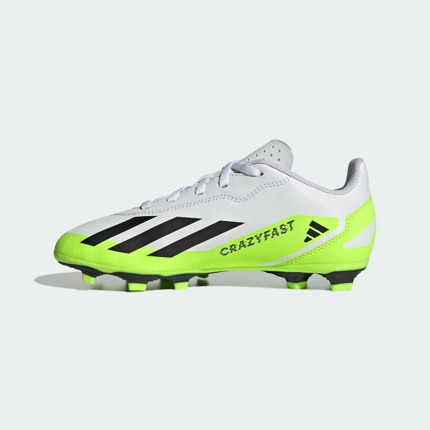 Детские бутсы для мальчиков с цельным верхом X Crazyfast.4 Flexible Ground Boots Adidas, Cloud White Core Black Lucid Lemon — фото 2