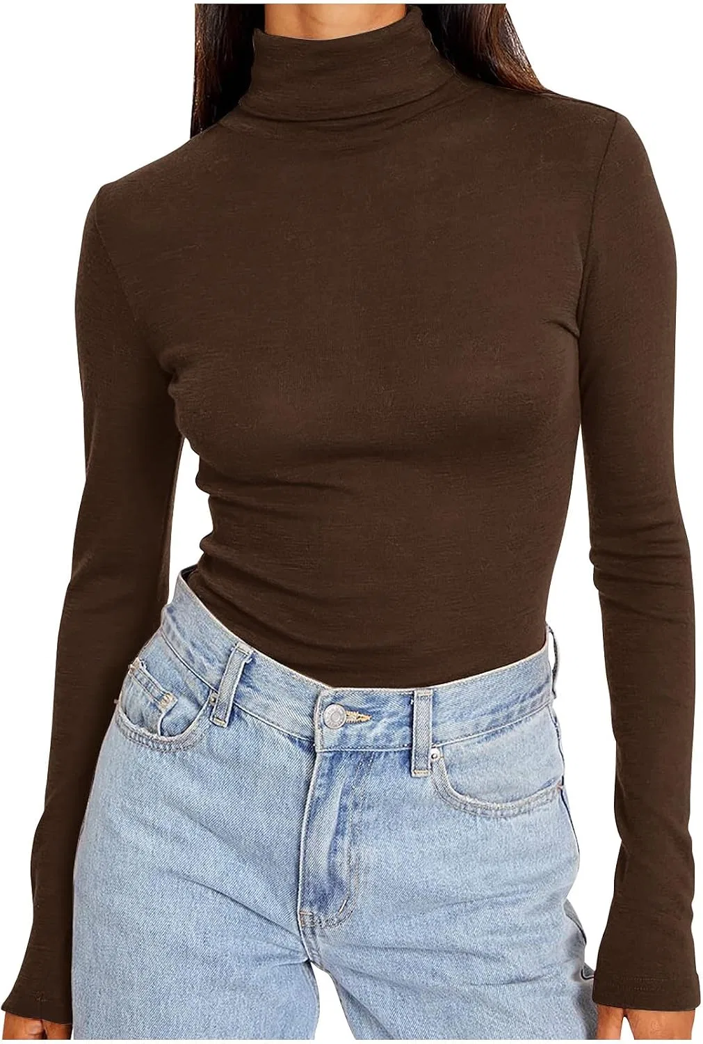 Женская водолазка длинный рукав приталенная Soft Thermal, Brown
