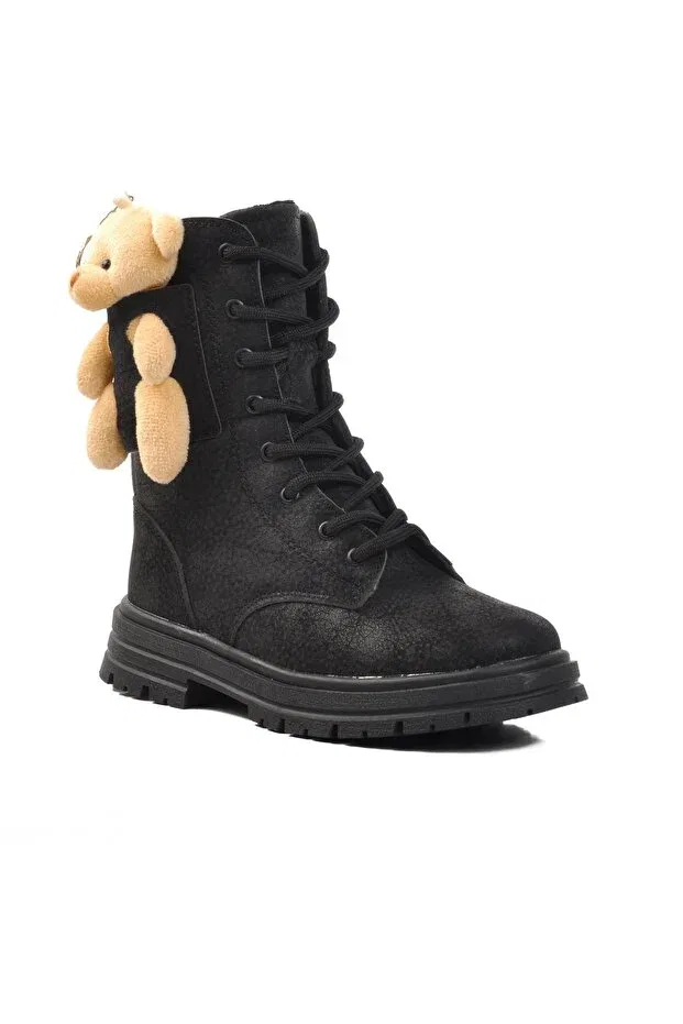 Детские ботинки для девочек на плоской подошве Perla f black Ayakmod, Black