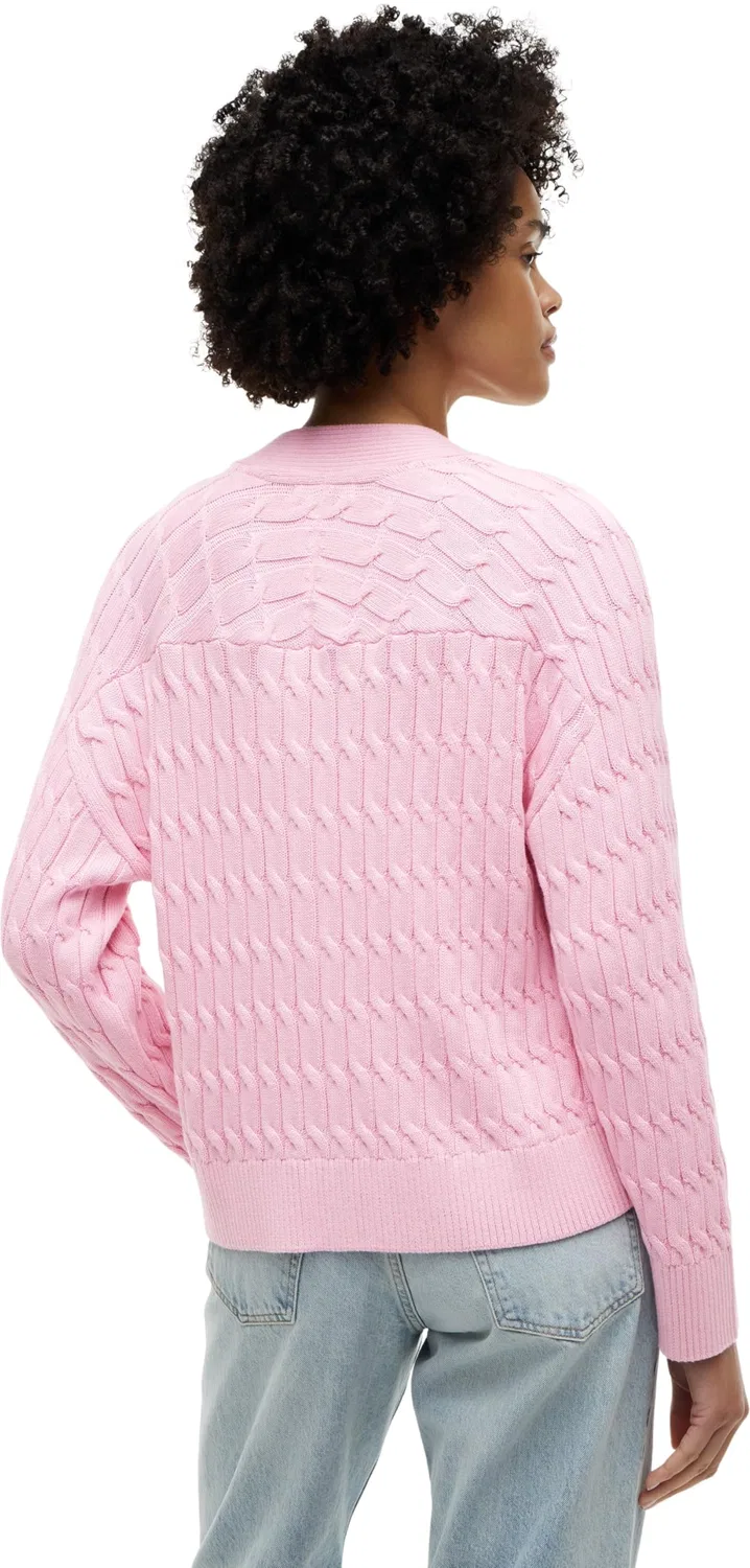 Женский свитер с V-образным вырезом Mid GG Cable Tommy Hilfiger, Pink (Classic Pink) — фото 3