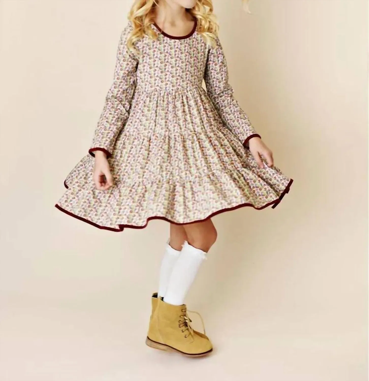 Детское платье для девочек с цветочным принтом и вырезом лодочка Swoon Baby Clothing, Plum — фото 3