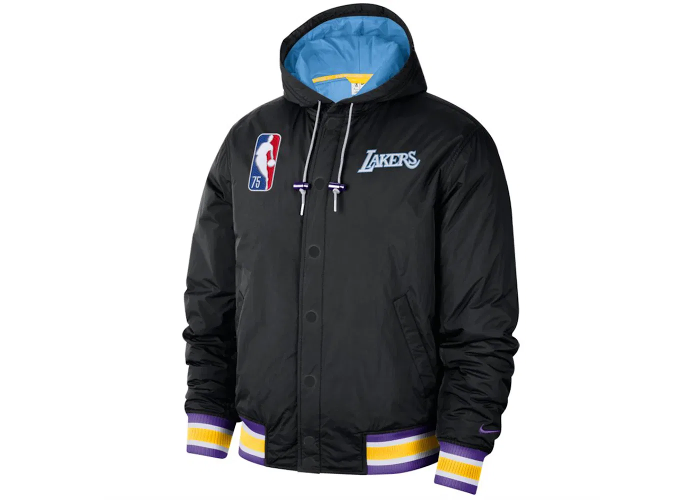Мужская куртка с принтом Nike NBA Los Angeles Lakers Courtside Jacket, Black/Coast/Amarillo/Field Purple
