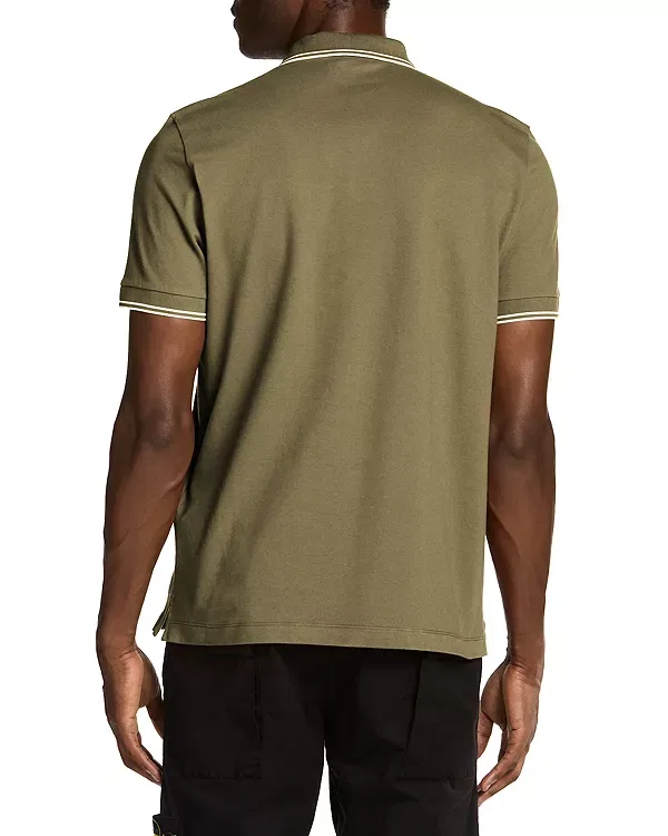 Мужское поло с коротким рукавом Slim Fit Stretch Pique Tipped Polo Shirt Stone Island, Military Green — фото 4