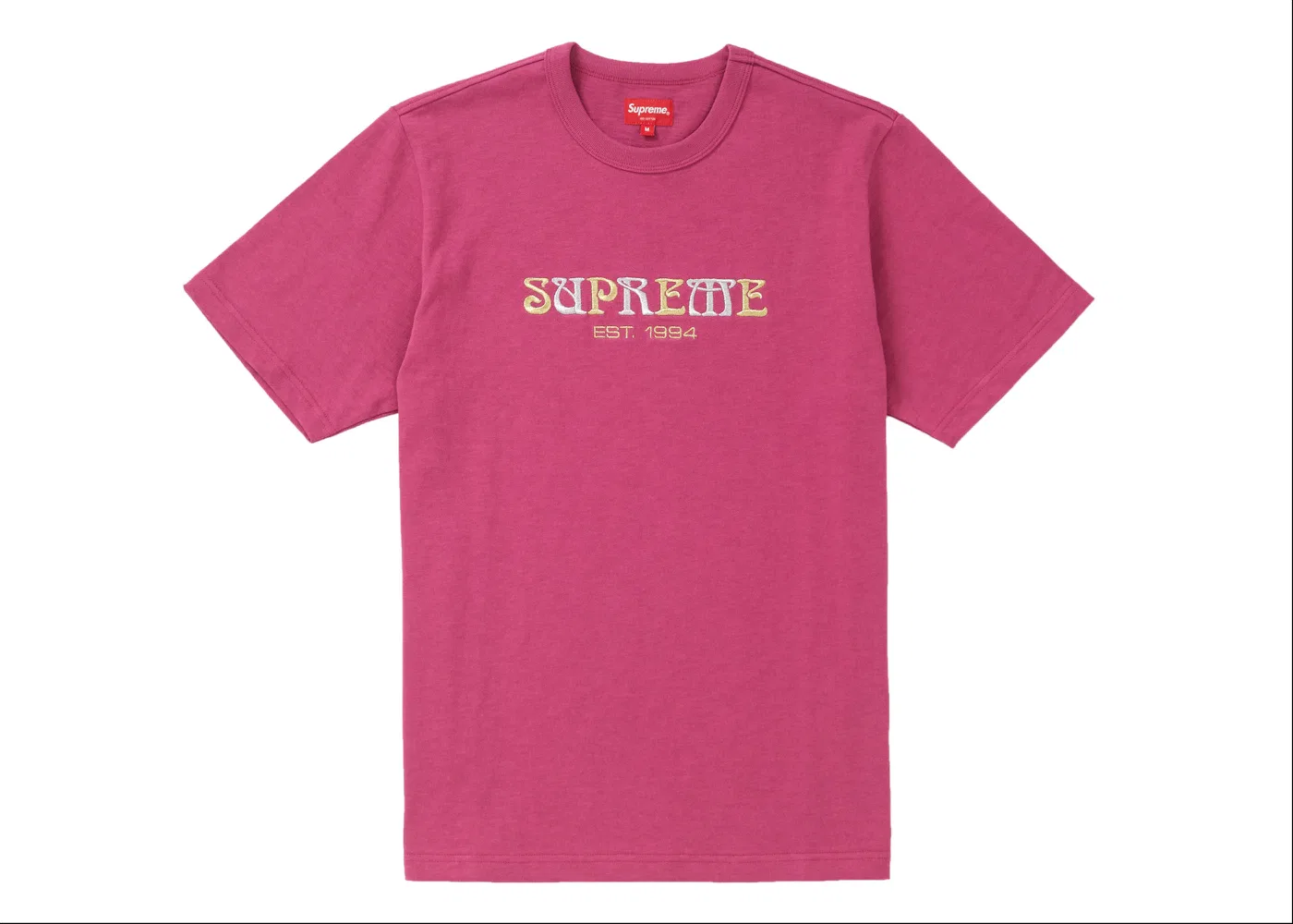 Мужская футболка с принтом Supreme Nouveau Logo Tee, цвет Dark Magenta