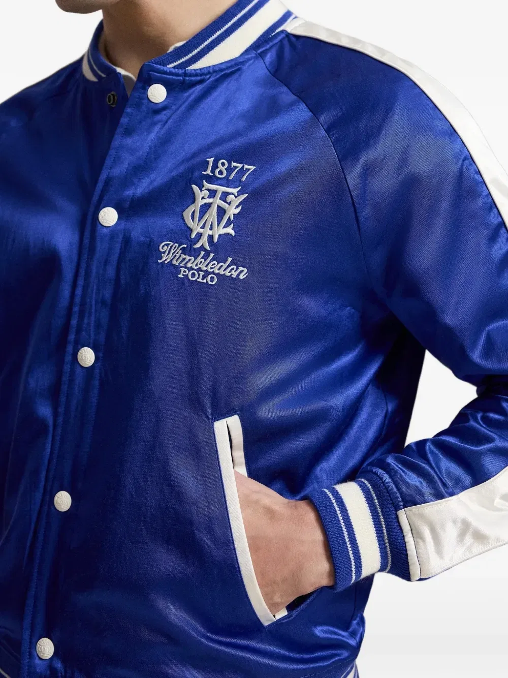 Атласная куртка Wimbledon с вышивкой Polo Ralph Lauren, синий — фото 4