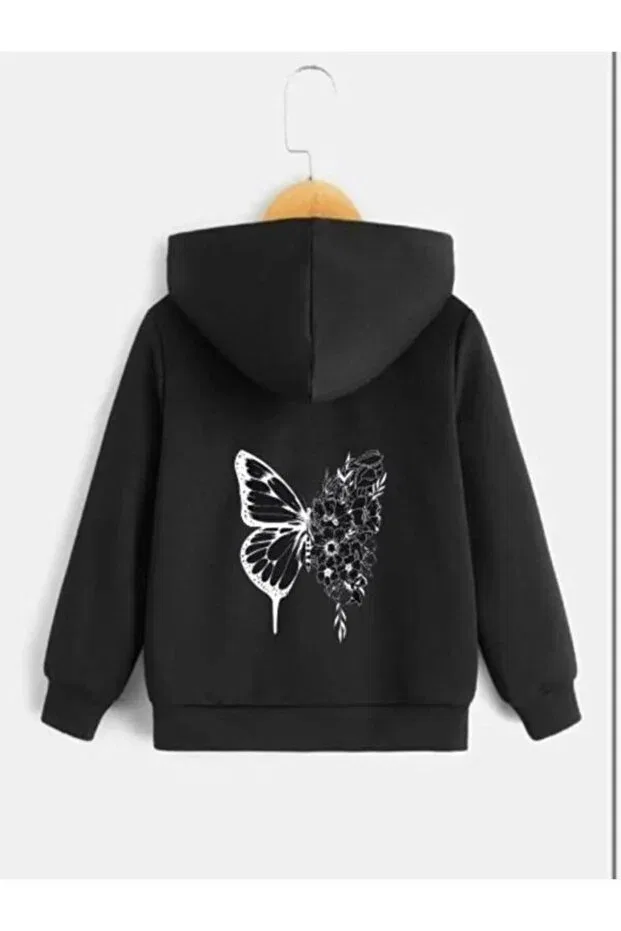 Детский кардиган с принтом Children'S Floral Butterfly Printed Black Zipper Machetta, K-Black