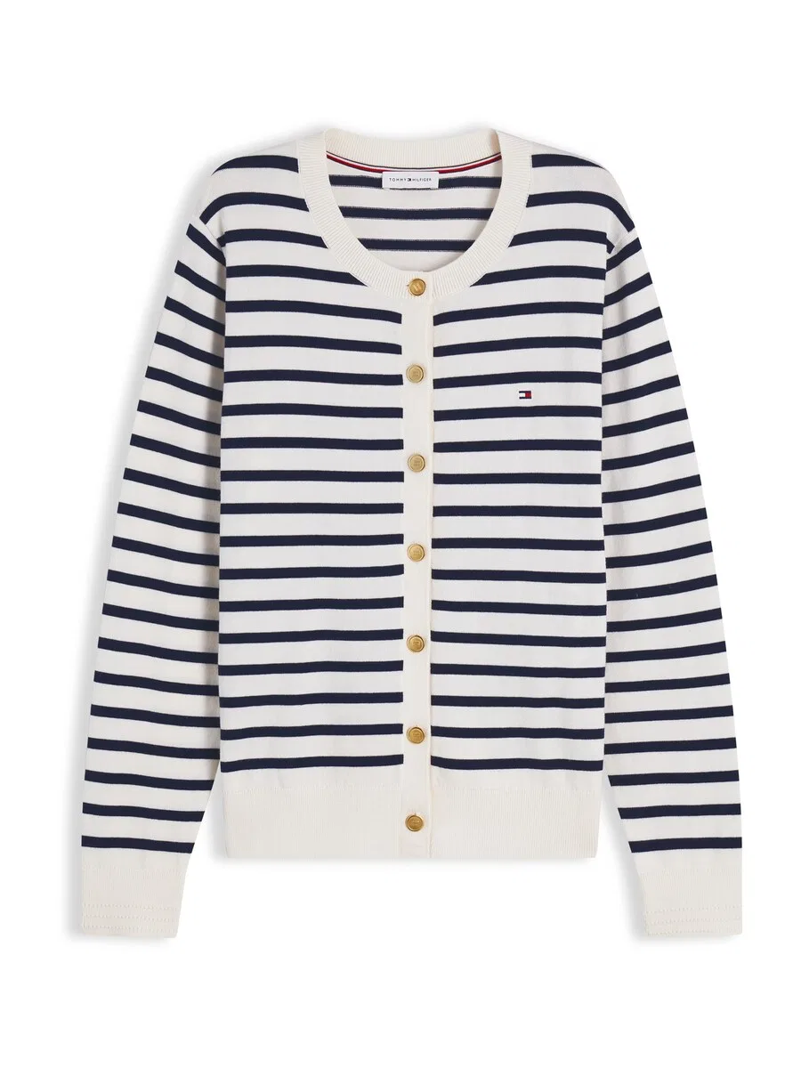 Вязаный кардиган TOMMY HILFIGER 'Fine' светло-бежевого цвета