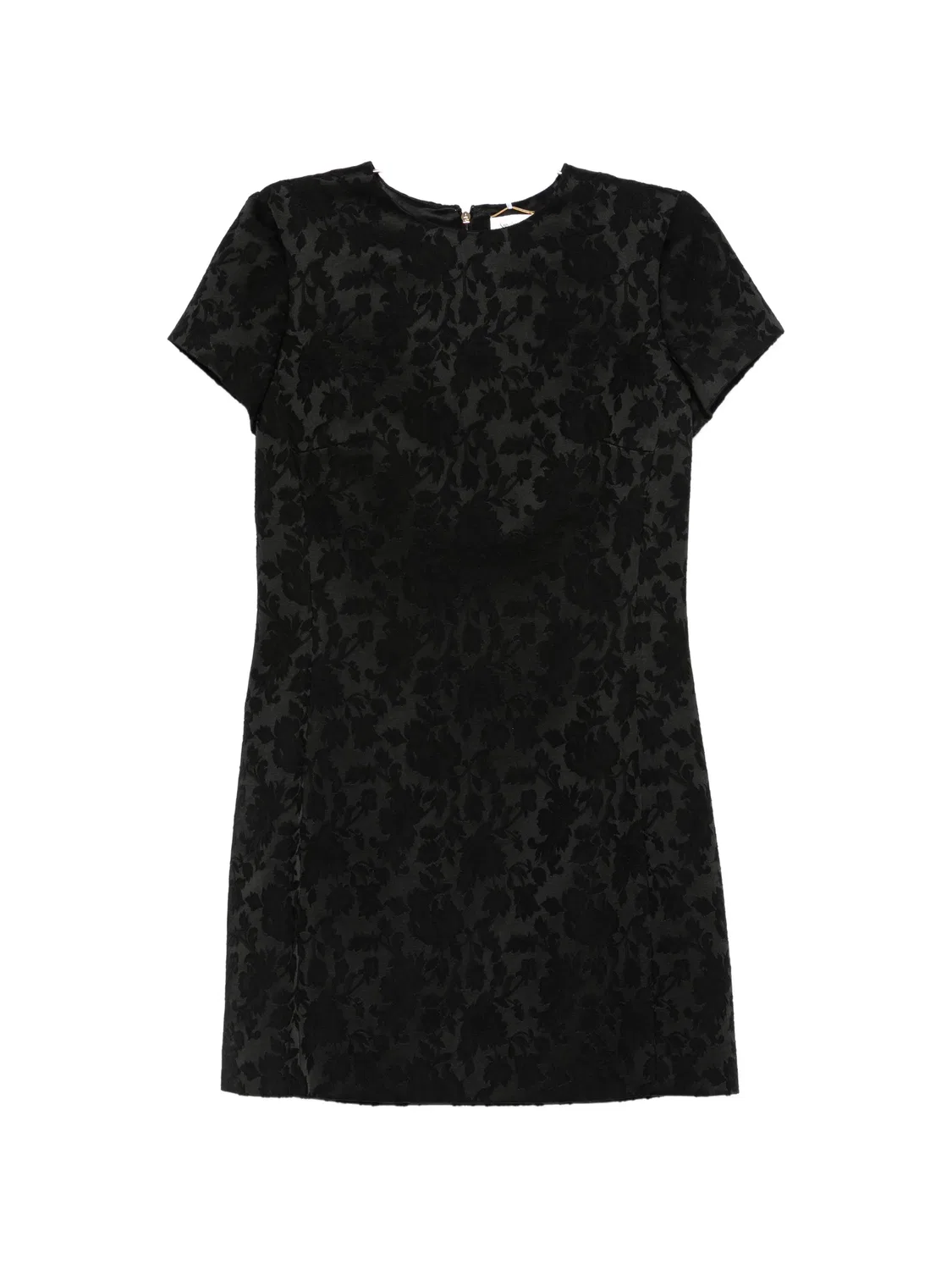 Мини-платье с короткими рукавами и цветочным жаккардовым узором Saint Laurent, черный